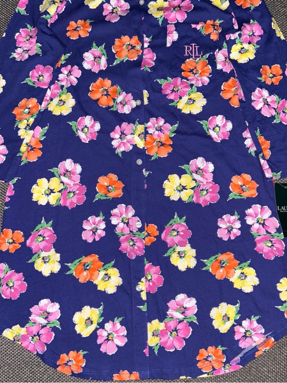 Ralph Lauren Navy Floral Button-Down Shirt Dress - Picture 3 of 6